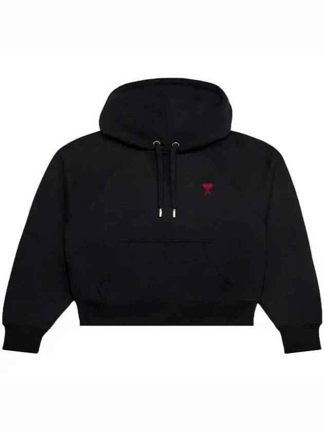 Heart Logo Cotton Hoodie Black - AMI - BALAAN 2