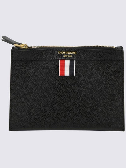 Document Holder Pebble Grain Leather Mini Cross Bag Black - THOM BROWNE - BALAAN 2