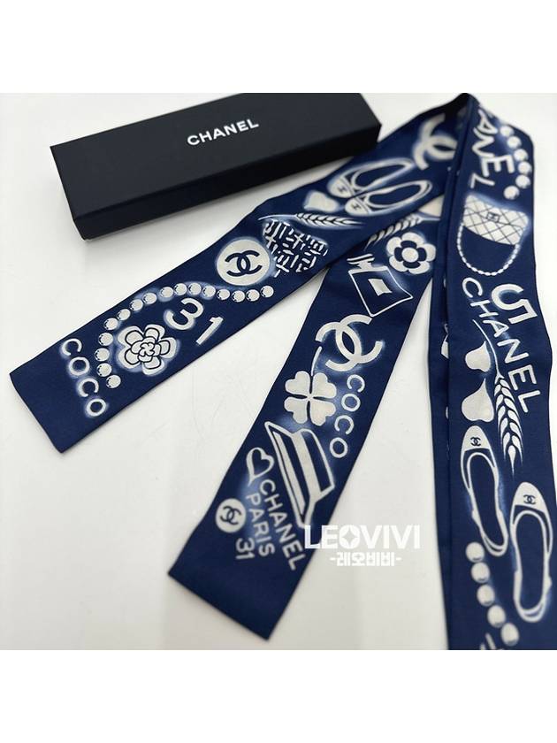 Classic Ballerina Silk Twilly Bandeau Scarf Blue AA0349 - CHANEL - BALAAN 3