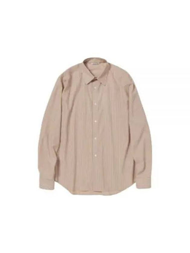 24 SUPER FINE WOOL STRIPE SHIRT LIGHT BROWN A24SS01WW striped - AURALEE - BALAAN 1