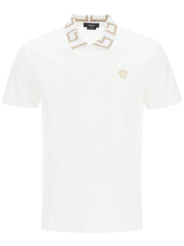 Men's Medusa Greca Short Sleeve Polo Shirt White - VERSACE - BALAAN 2