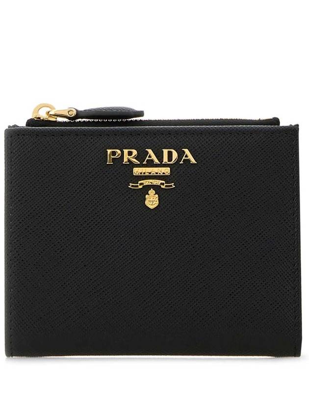 Saffiano Metal Logo Zipper Half Wallet Black - PRADA - BALAAN 2