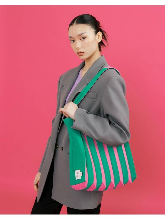 Two Way Shopper Bag Pink Green - PLEATSMAMA - BALAAN 2