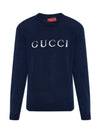 Intarsia Wool Sweater Dark Blue - GUCCI - BALAAN 2