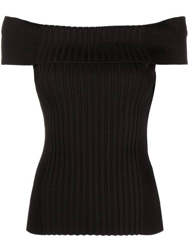 Women's Off-Shoulder Knit Top Black - GANNI - BALAAN 1