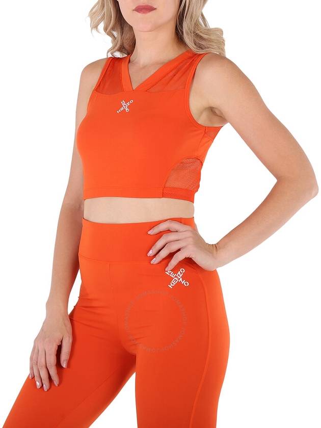 Sports Cross Logo Print Sports Bra Deep Orange - KENZO - BALAAN 3