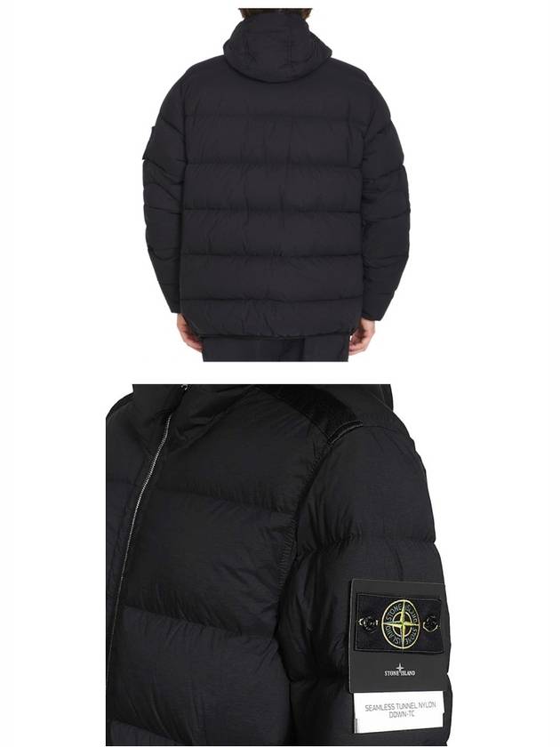 Seamless Logo Nylon Hooded Padded Jacket Black - STONE ISLAND - BALAAN 6