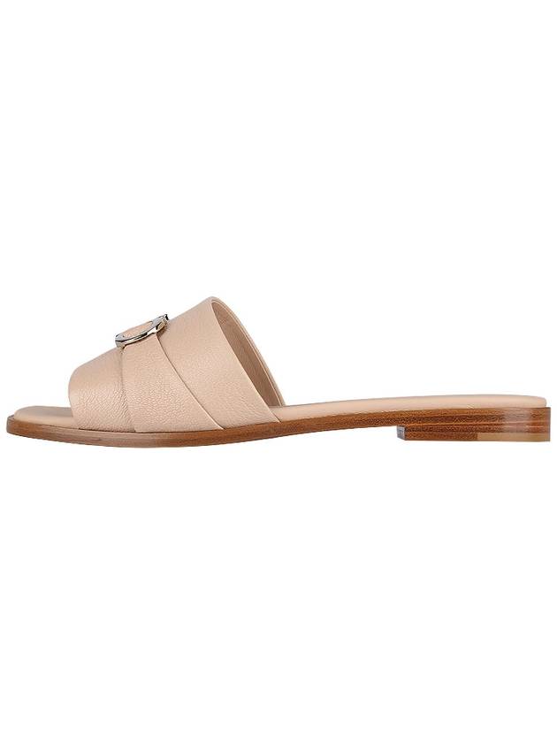 Gancini Leather Slippers Beige - SALVATORE FERRAGAMO - BALAAN 4