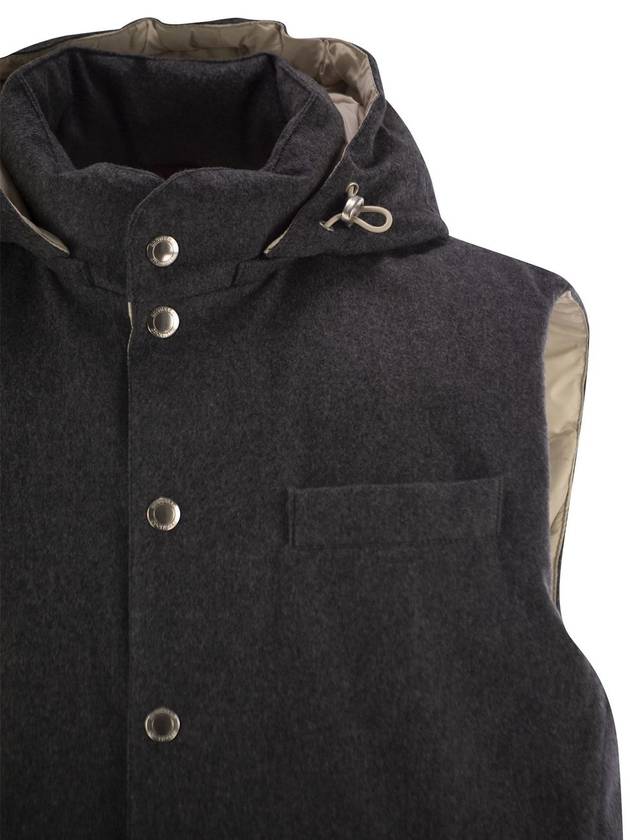 Detachable Hooded Down Vest Grey - BRUNELLO CUCINELLI - BALAAN 5