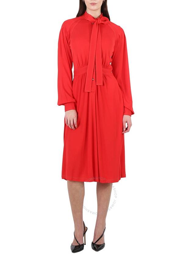 Women's Jersey Tie Neck Midi Dress Red - BURBERRY - BALAAN 2