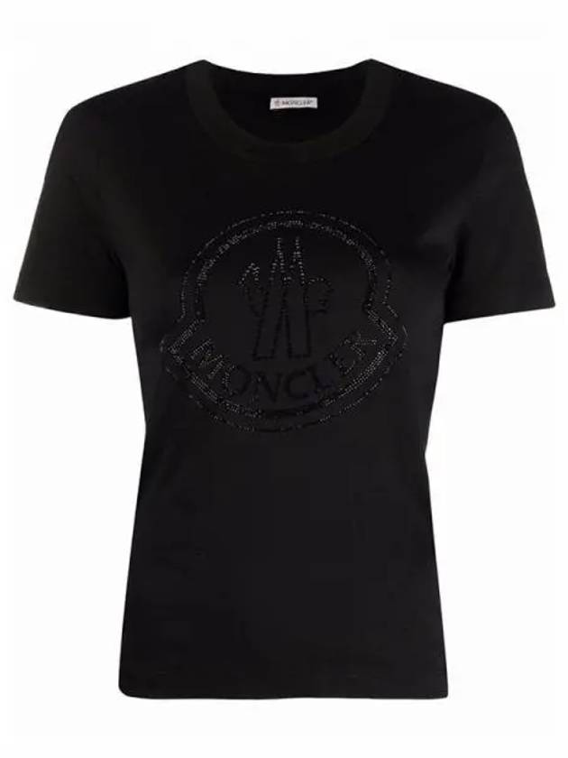 Beads big logo round short sleeve t-shirt black women short sleeve 200003 - MONCLER - BALAAN 1