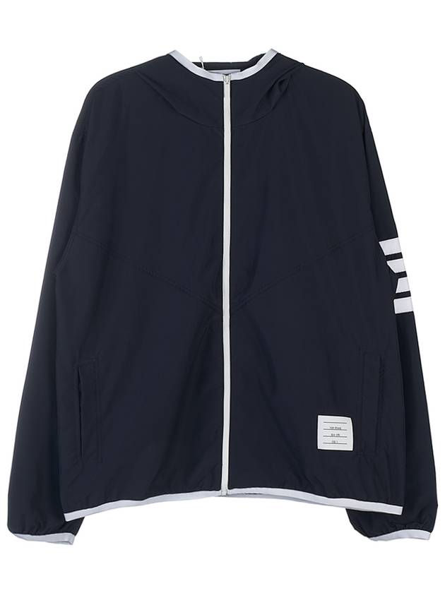 Military Ripstop Mesh 4-Bar Packable Hooded Jacket Navy - THOM BROWNE - BALAAN 11