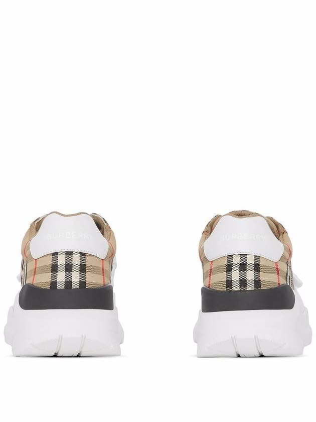 Vintage Check And Leather Sneakers White Archive Beige - BURBERRY - BALAAN 5