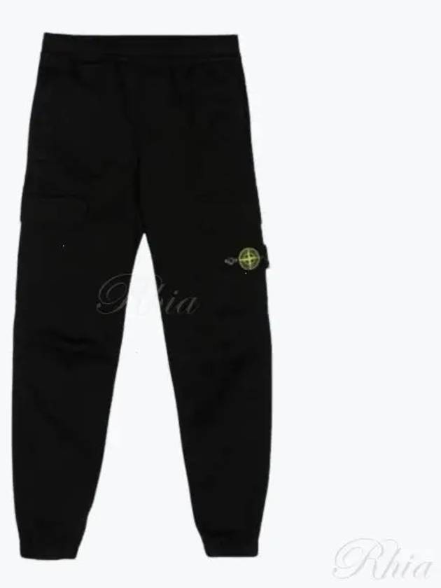 Kids Stretch Cotton Satin Straight Pants Black - STONE ISLAND - BALAAN 2