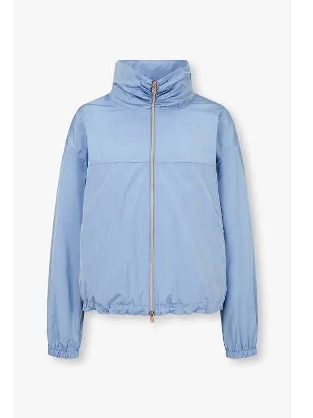 Women s Gathered High Neck Zip Up Jacket Light Blue - HERNO - BALAAN 1