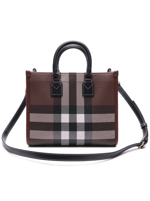 Checked Freya Leather Mini Tote Bag Brown - BURBERRY - BALAAN 5