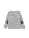 Leather Patch Stripe Long Sleeve T-Shirt Black - BUTTON SEOUL - BALAAN 1