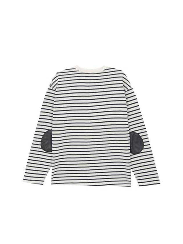 Leather Patch Stripe Long Sleeve T-Shirt Black - BUTTON SEOUL - BALAAN 2