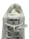 Women CC Logo Fabric Laminated Low Top Sneakers Silver Ivory - CHANEL - BALAAN 5