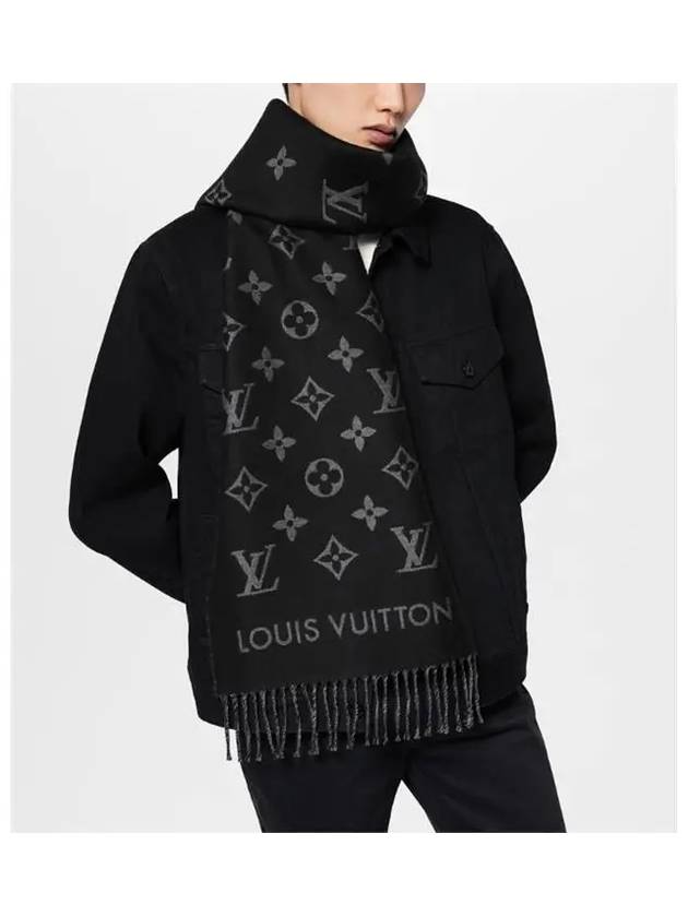 Monogram Wool Scarf Black - LOUIS VUITTON - BALAAN 7