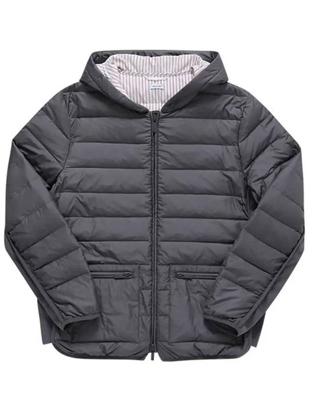 Ultra Light Nylon Hooded Down Padding Grey - THOM BROWNE - BALAAN 6