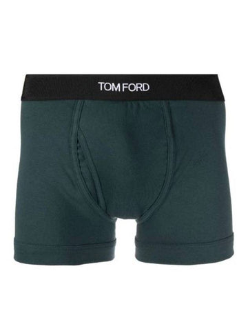 Logo Band Cotton Boxer Briefs Everglades - TOM FORD - BALAAN 1