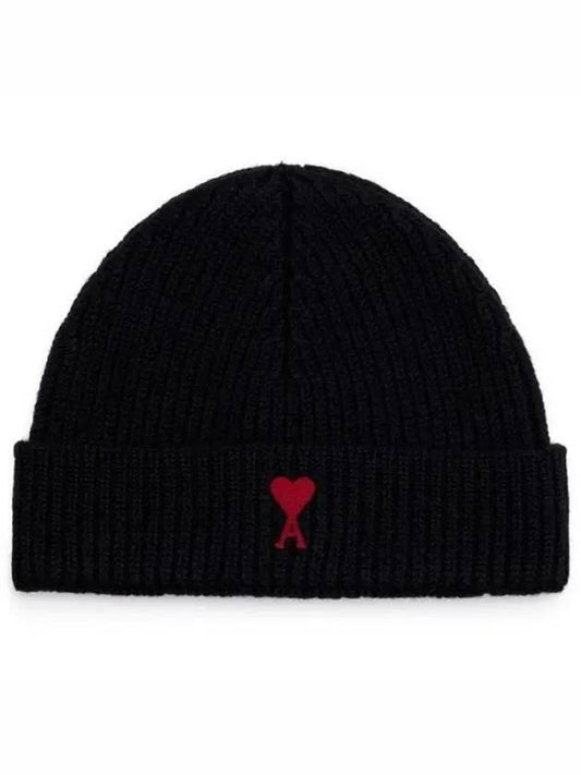 Heart Logo Wool Beanie Black - AMI - BALAAN 2