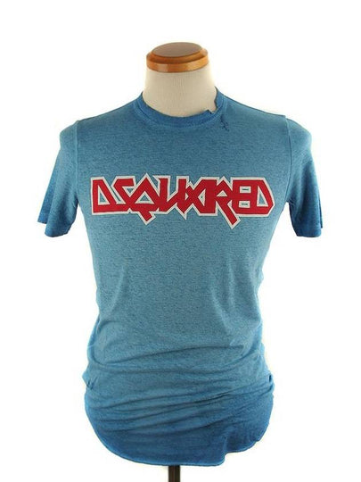 Red Logo Short Sleeve T-Shirt Blue - DSQUARED2 - BALAAN 2