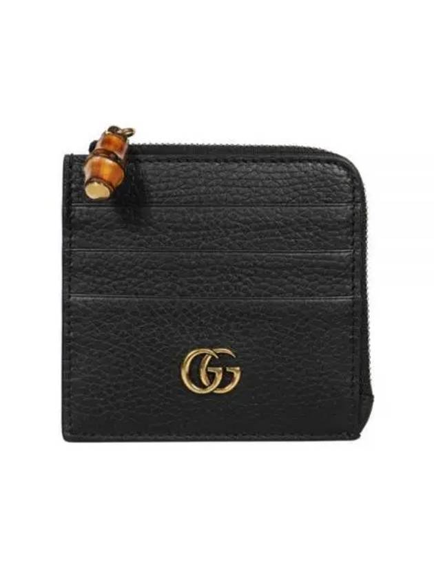 Double G Bamboo Leather Card Wallet Black - GUCCI - BALAAN 2