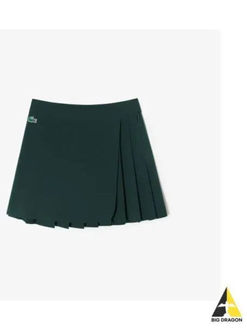 Women s Unbalanced Pleated Skirt Deep Green - LACOSTE - BALAAN 1