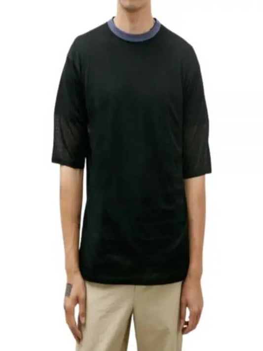 HARD TWIST HIGH GAUGE WOOL SILK KNIT TEE BLACK A24ST03WS - AURALEE - BALAAN 1