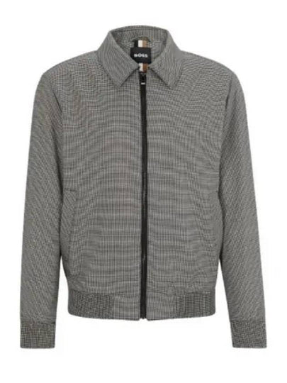 Houndstooth Wool Blend Zip-Up Jacket Grey - HUGO BOSS - BALAAN 2