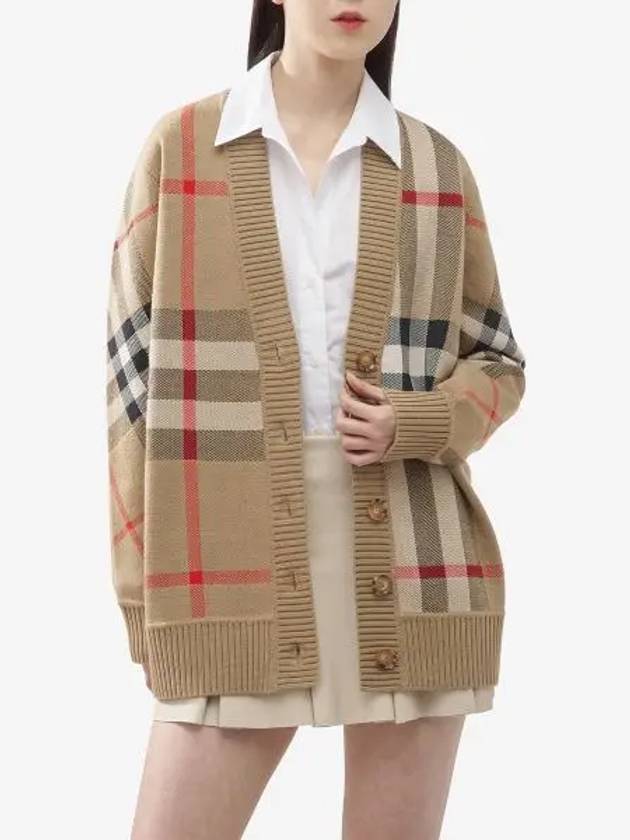 Check Technical Wool Jacquard Cardigan Archive Beige - BURBERRY - BALAAN 2