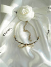 22S Champagne Gold Ribbon Metal Pearl Choker Necklace AB8496 - CHANEL - BALAAN 3