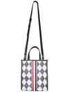 Webbing Stripe Argyle Wool Cotton Jacquard Small Tote Bag Black White - THOM BROWNE - BALAAN 1