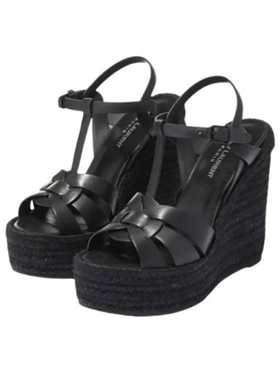 Tribute Espadrille Wedge Heel Black - SAINT LAURENT - BALAAN 2