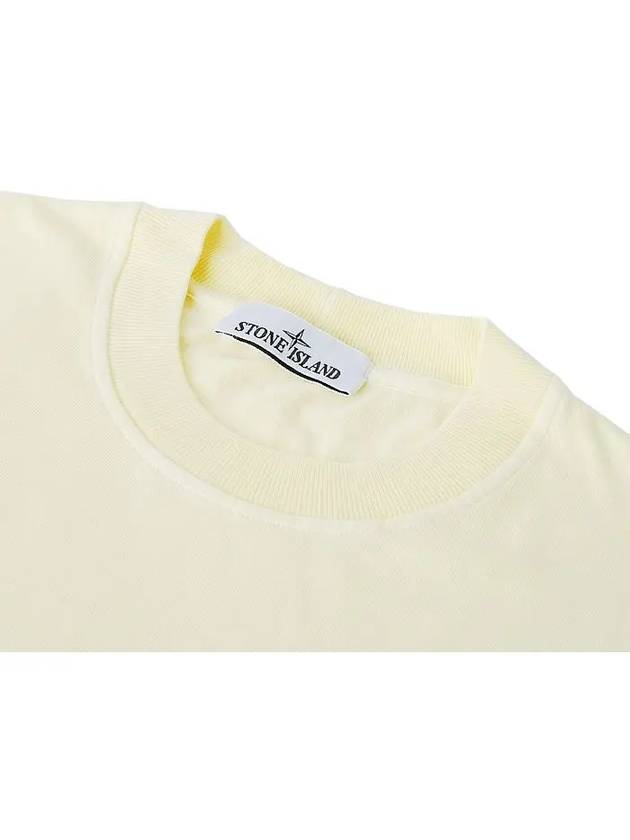 Logo Print Crew Neck Short Sleeve T-Shirt Yellow - STONE ISLAND - BALAAN 4