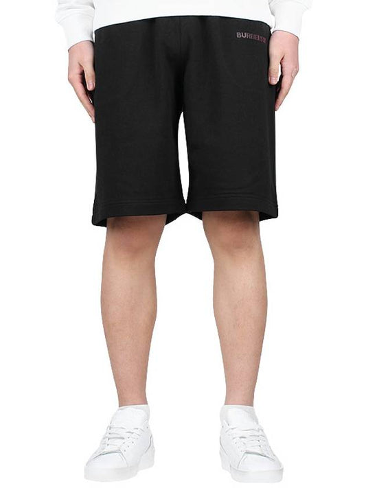 cotton stretch logo print shorts black - BURBERRY - 2