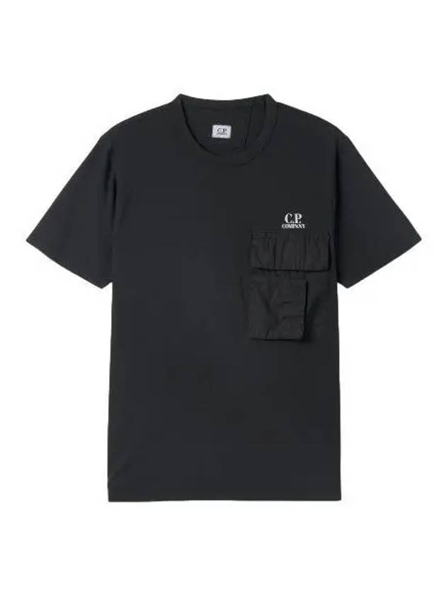 Chest logo pocket short sleeve t shirt black - CP COMPANY - BALAAN 1