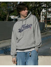 Cursive embroidered logo hooded sweatshirt gray FHT2036 - FLUKE - BALAAN 2