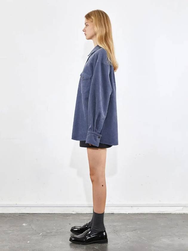 Oversized corduroy washed shirt blue 0080 - VOYONN - BALAAN 9