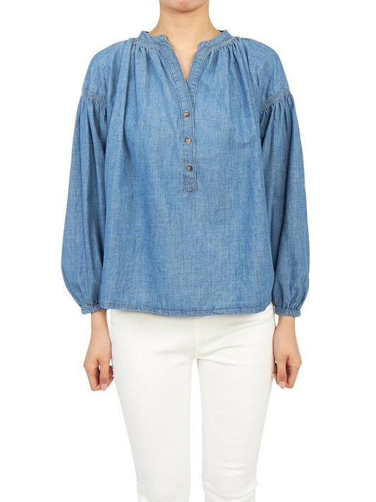 Women's Cotton Blouse Blue - VANESSA BRUNO - BALAAN 2