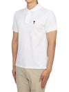 Heart Logo Polo Shirt White - AMI - BALAAN 3