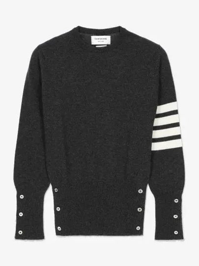 Women's 4 Bar Classic Cashmere Pullover Knit Top Dark Grey - THOM BROWNE - BALAAN 2