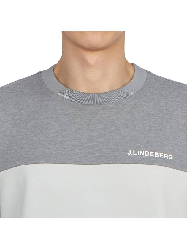 Men's Jeff Crewneck Polyester Sweatshirt Light Melange Grey - J.LINDEBERG - BALAAN 7