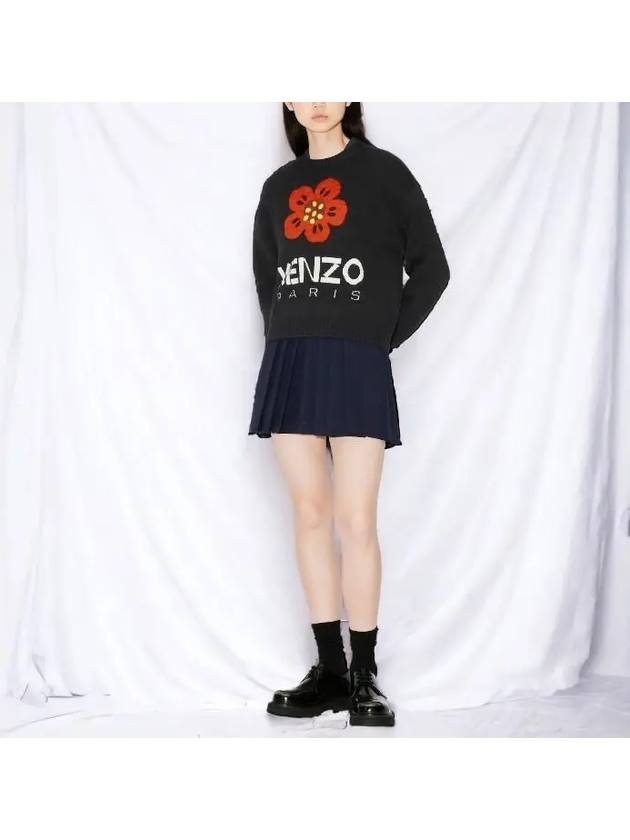 Boke Flower Logo Wool Knit Top Black - KENZO - BALAAN 4