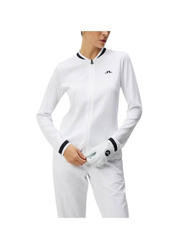 Women's Leonor Mid Layer Golf Zip-Up Jacket White - J.LINDEBERG - BALAAN 1