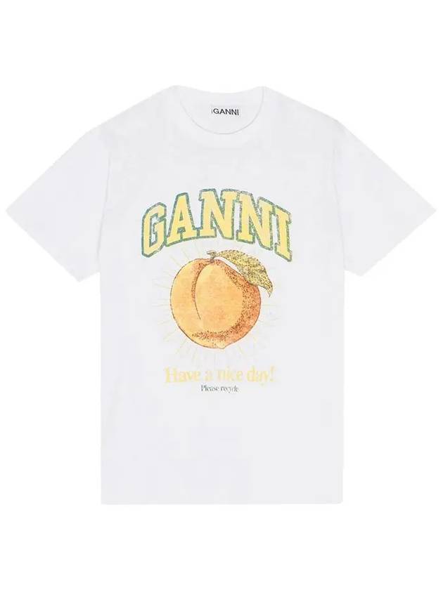 Women's Relaxed Peach Print Short Sleeve T-Shirt White - GANNI - BALAAN 3