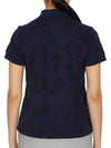 Women's Print Polo Short Sleeve T-Shirt Navy - HORN GARMENT - BALAAN 5