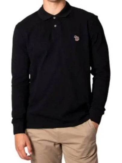 Men's Zebra Patch Long Sleeve Polo Shirt Black - PAUL SMITH - BALAAN 2